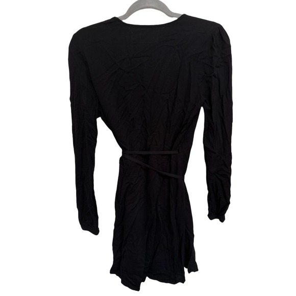 Mickey & Jenny Solid Black Wrap Dress VNeck Long Sleeve Size Small - Picture 4 of 5